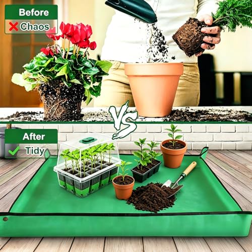 5-Pack Seed Starter Tray Set|60 Cells Silicone Kit W/Lager Repotting Mat - color: Classic W/Mat Green