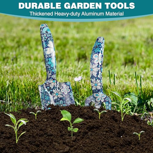 WORKPRO 4PCS Aluminum Garden Tool Set, Heavy Duty - style: Blue flower