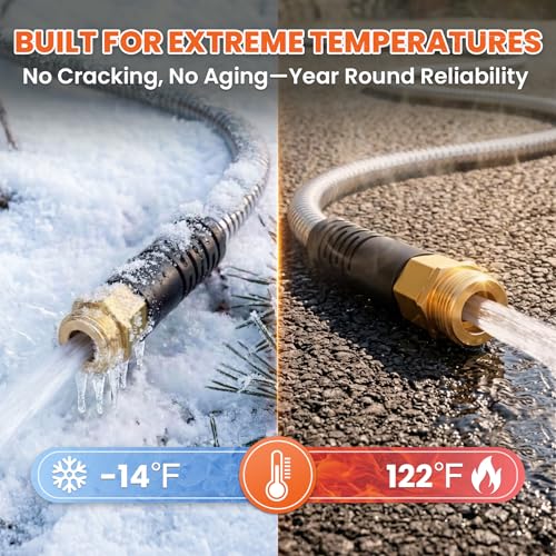Cesun 25 ft Metal Garden Hose with 10 Function Nozzle, 25 foot x 5/8" - size: 25ft Male to Female
