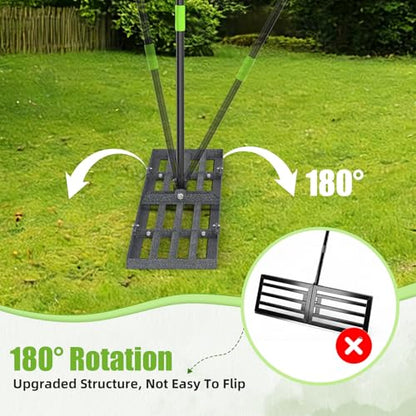 GARDTECH 48x10 Inch Lawn Leveling Rake Heavy Duty Adjustable Handle Yard Tool – Reinforced Steel Landscape Rake for Lawn Leveling, Soil Grading, Golf Course & Backyard Care - size: 48''x10''