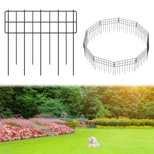 Garden Fence 10.8 FT x 12" H, Decorative Metal Border for Flower Beds - size: 10 Square Panels-10.8ft(L)x13"(W)