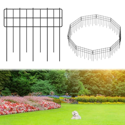 Garden Fence 10.8 FT x 12" H, Decorative Metal Border for Flower Beds - size: 10 Square Panels-10.8ft(L)x13"(W)