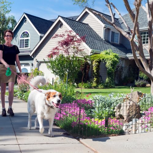 Decorative Garden Fence 24in (H) x16ft (L),Arched Metal No Dig - size: 10 Panels-24in(H) x 16ft(L) with Gate