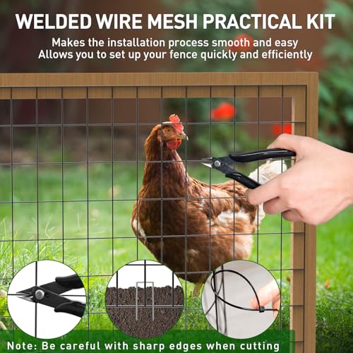 PVC Coated Welded Wire Fence, 24 in x 50 Ft Black for Yard Plant Protection - size: 24in x 50ft