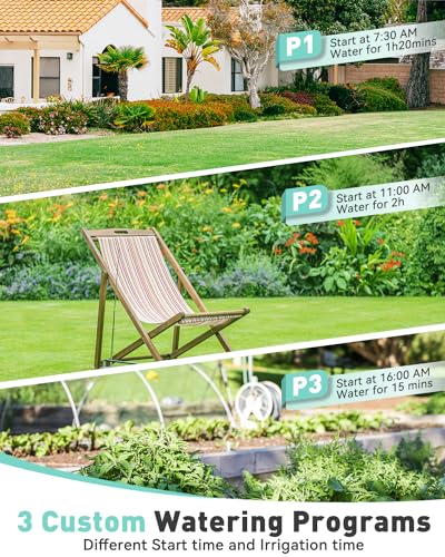 RAINPOINT Sprinkler Timer with 3 Individual Programs, Brass Inlet Water Timer for Garden Hose, Sprinkler Controller, Automatic/Manual Irrigation System for Lawn & Yard Watering, 1 Outlet