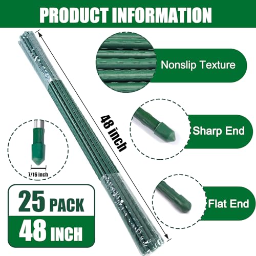 25 Pack 48 Inch Garden Stakes & Tomato Stakes for Climbing Plants - size: 48 Inches