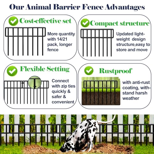 29.28Ft(L) X 13Inch(H)Animal Barrier Fence - 21 Pack No Dig Fence Panels Dog Dig Fence Barrier Metal Small Garden Fence Border for Dogs Rabbits Defense Bottom Blocker for Outdoor Yard Patio - size: 21 Pack,29.3Ft