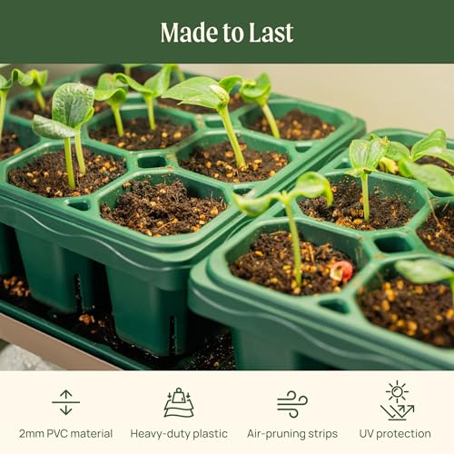 Vego garden Giga Seedling Trays - 8 Pack, 9-Cell UV-Resistant Reusable Starter Trays for Greenhouse/Garden (No Lids) - size: 8 Packs, style: 9 Cells Giga Size