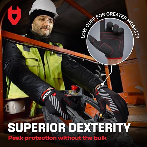 NoCry Utility Gloves for Men with Reinforced Fingers and Thumb Crotch; Double Stitched Palm and Touchscreen Tips; Breathable and Highly Flexible; — Ideal for Mechanics, Construction and Yard Work - size: Small, style: Lite