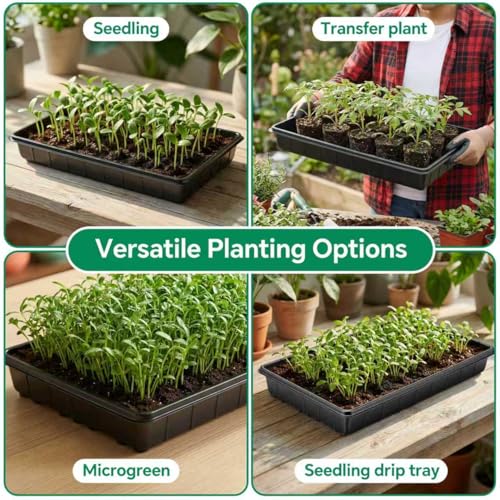 10 Pack Plant Growing Trays, 17 x 11 Inch Seedling Trays, No Drain Holes