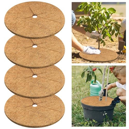 Legigo 4 Pack Coconut Fiber Mulch Ring Tree Plant Protector Mat, 24 Inch - color: 4 Pack, size: 24 Inch