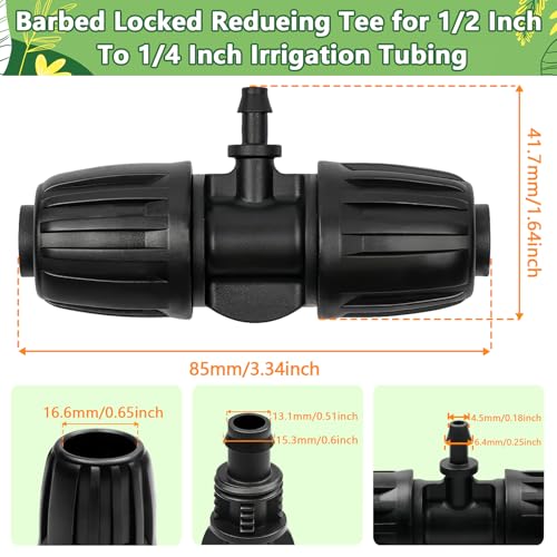 13 pack 1/2 Inch To 1/4 Inch Drip Irrigation Fittings, 1/2" (1/2" ID x 0.65" OD) to 1/4" Drip Line Reducing Tee 1/2" x 1/4" 3 Way Splitter Connectors for Garden Irrigation System - size: 1/2" x 1/4" Splitter-3 Way