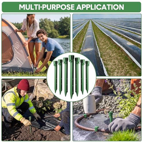 Mudder 50 Pcs Plastic Landscape Stakes Edging Spikes for Garden,Green - color: Green