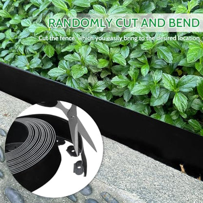 4 in × 40 FT Landscape Edging No Dig with 36 Spikes, Flexible Plastic Heavy-Duty Lawn Border for Yard Garden Flower Bed