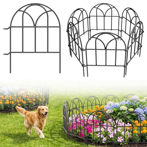 Garden Fence Panels - 30.33ft x 17in (H) Garden Fence Animal Barrier Metal Fencing for Yard Decorative Garden Border Edging for Dogs No Dig Dog Fence for Outdoor Decor Flower Bed - color: Black, size: 28 Panels - 17 in(H) X 30.33 ft(L)