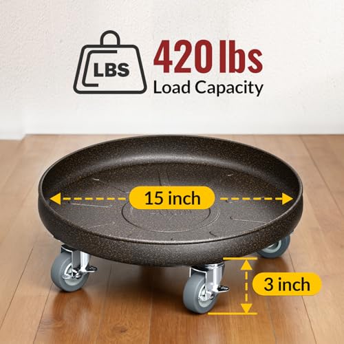 HOLKIE 16" Plant Stand with Wheels丨Total Capacity 420 lbs - size: 16"