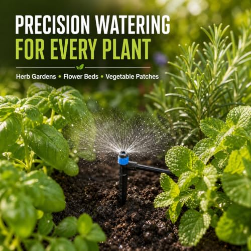 50-Pack Adjustable Watering Spikes, Blue Vortex Drip Emitters with Stakes - color: 50pcs-Blue 360 Degree Sprayer