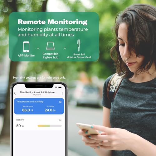THIRDREALITY Smart Soil Moisture Sensor Gen2, Zigbee hub Needed, Enhanced Signal Stability, Capacitive Moisture Monitoring, Garden Planting, Compatible with Hubitat, SmartThings, Home Assistant, Homey - style: 1 Pack