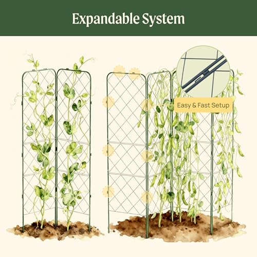 Vego Garden A-Frame Trellis 80" Tall Cucumber Cage for Garden & Pots, Rust-Resistant Tomato Stakes Heavy Gauge Plant Cage Trellis Support for Climbing Vegetables Plants 2 Pack - size: 80" Tall