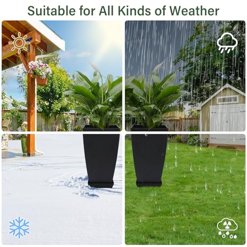 Neoaider Set of 2 Tall Planter, 21 inch Large Plastic Planter, Cement Gray - color: Cement Gray