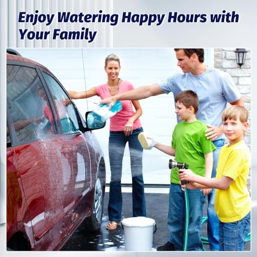 AUTOMAN-Garden-Hose-Nozzle, ABS Water Spray Nozzle, 7 Adjustable Watering Patterns, Slip Resistant for Watering Plants, Lawn& Garden, Washing Cars, Cleaning, Showering Pets & Outdoor Fun.Silver Color - color: Silver