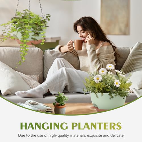 GARDIFE Hanging Planters, Self Watering, Green 12 Inch 2 Pack with Drainage - color: Green, size: 12 Inch