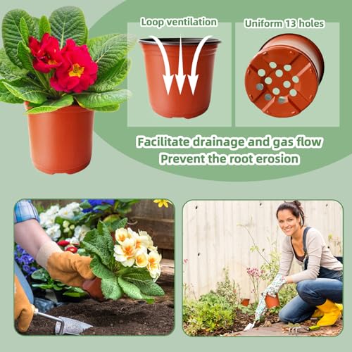 Baaxxango 100 Pcs Plant Nursery Pots,6 Inch Thicker Plastic Seedling Pots with Holes,Seed Starting Pot Flower Plant Container for Succulents,Seedlings,Cuttings,Transplanting - size: 100 Pcs 6 Inch