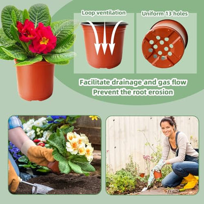 Baaxxango 100 Pcs Plant Nursery Pots,6 Inch Thicker Plastic Seedling Pots with Holes,Seed Starting Pot Flower Plant Container for Succulents,Seedlings,Cuttings,Transplanting - size: 100 Pcs 6 Inch