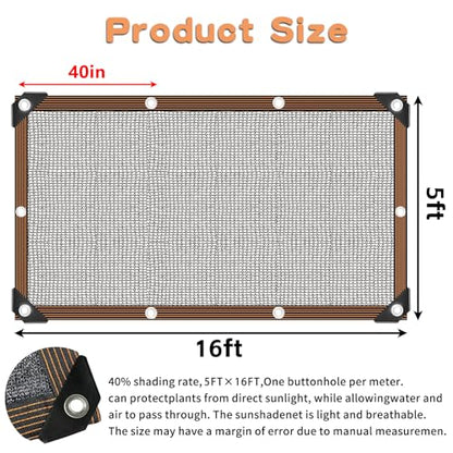 Shade Cloth for Plants Greenhouse, 40-50% Sunblock Shade Sails -for Outdoor Garden Pergola Patio Lawn Plant Pool Sun Shade Cloths for Kennel Chicken Coop Easier to Hang Shade Net Cover - size: 5'x16'