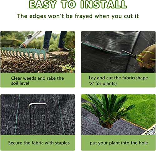 3ftx300ft Weed Barrier Landscape Fabric Heavy Duty, Weed Block Gardening Ground Cover Mat, Weed Control Garden Cloth, Woven Geotextile Fabric for Underlayment, Commercial Driveway Fabric - size: 3.2oz-3ftx300ft