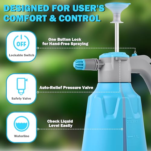 Hand Pump Sprayer 1/2 Gallon, Leak-Proof Plant Mister Spray Bottle