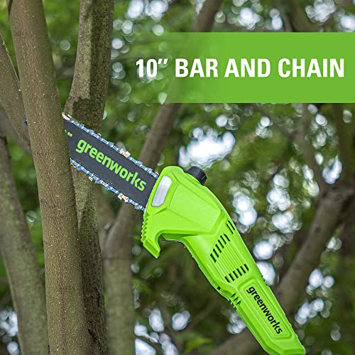 Greenworks 24V Brushless 10" Cordless Polesaw + Pole Hedge Trimmer Combo (Great For Pruning and Trimming Branches / Shrubs), 4.0Ah Battery and Charger Included - size: 10" Brushless Combo (4.0Ah), style: Polesaw
