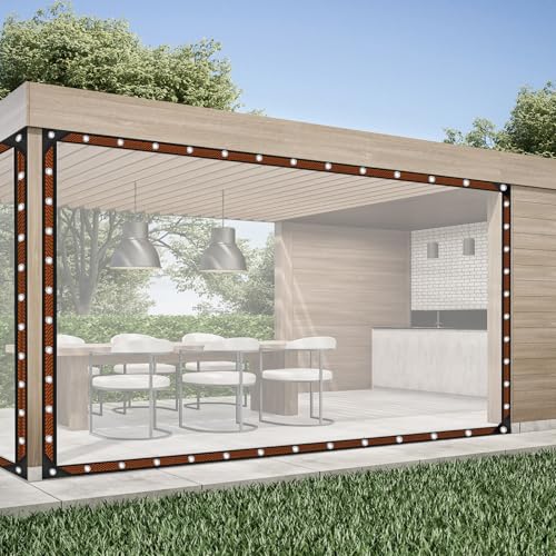 10x12FT Heavy Duty Clear Waterproof Tarp,Outdoor Garden Rainproof Covering - size: 10 x 12 FT