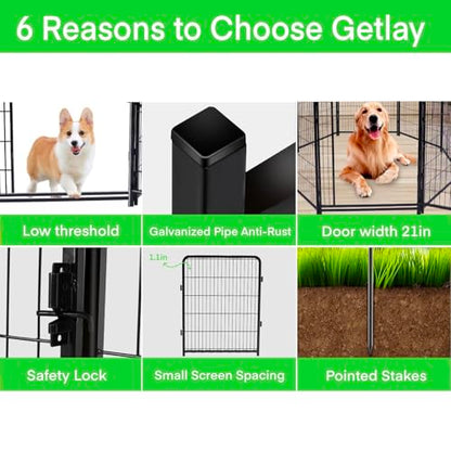 Getlay 36 inch High Garden Fencing, 14 Panels Total 31 Ft(L), Gate 21 inches Wide with Low Sills. Anti Dig Fence Barrier,Garden Fence with Gate, Dog Fences for the Yard, Flower Bed Fencing - size: 36''(H)-14panels-31ft(L)