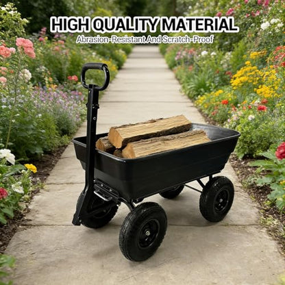 Garvee 1200Lb Garden Dump Cart, Heavy Duty All-Terrain Utility Wagon - color: Black, size: 1200 LBS