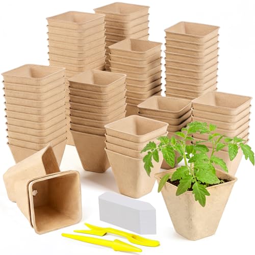 Peat Pots, 122 Pack 3.15 Inch Seed Starter Pots for Seedlings - size: 122 Pcs