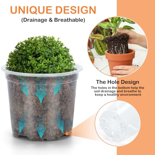 45 Pack 7/6/5/4/3 Inch Clear Nursery Pots for Plants, Clear Plastic Plant Pots with Drainage Holes, Transparent Variety Pack Flexible Garden Pot for Outdoor Indoor, Seed Starting Pots - size: 3+4+5+6+7 Inch