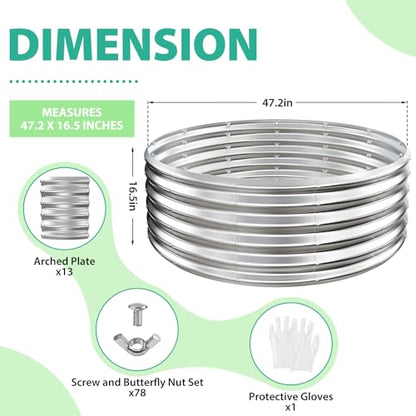 YSEJOMP 17" Tall 48" Diameter Round Raised Garden Bed Kits Outdoor Silver - color: Silver, size: 48 Dia X 16.5 inches