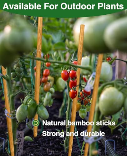 12 Pack 17.5 Inch Plant Stakes for Indoor Plants,Bamboo Sticks for Plants Bamboo Poles Plant Support Stakes Garden Supplies Tomato Trellis for Outdoor Plants