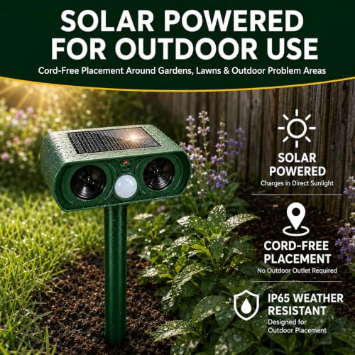 2026 Upgraded Solar Ultrasonic Animal Repellent Outdoor for Yard 4-Pack