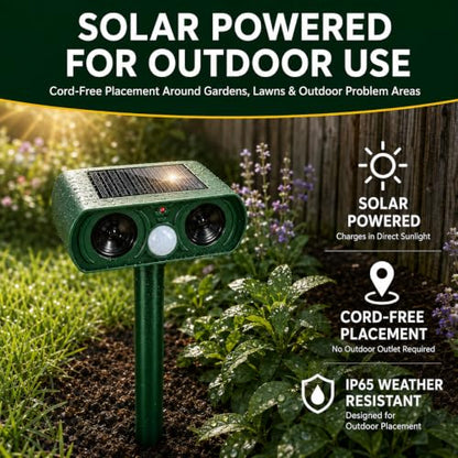 2026 Upgraded Solar Ultrasonic Animal Repellent Outdoor for Yard 4-Pack