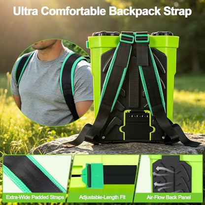 Battery Powered Backpack Sprayer 5.3 Gallon,Electric Garden Sprayer with 100 PSI Adjustable Pressure, Rechargeable 21V 2.6Ah Battery,8 Nozzles (Includes Telescopic Wand) for Lawn,Yard,Garden - color: Green
