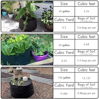 Gardzen 2-Pack 40 Gallon Grow Bags Fabric Pots with Heavy Duty Handles - size: 40 Gallon Bags