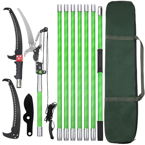 27 Feet Tree Pole Pruner Manual Branches Trimmer Tree Branch Garden Tools Loppers Hand Pole Saws Extendable Height Adustable System for Sawing and Shearing - size: 27FT(with branch scissors)