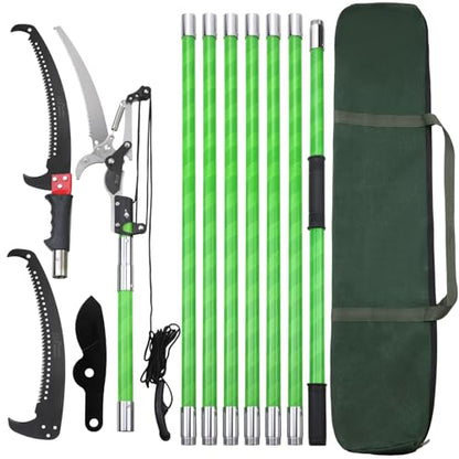 27 Feet Tree Pole Pruner Manual Branches Trimmer Tree Branch Garden Tools Loppers Hand Pole Saws Extendable Height Adustable System for Sawing and Shearing - size: 27FT(with branch scissors)
