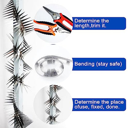 Bird Spikes, 250 Inch, Stainless Steel Fence Spikes - size: 250 inch