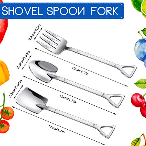 Patelai 9 Pcs Shovel Spoon Fork Set Dessert Ice Cream 304 Stainless