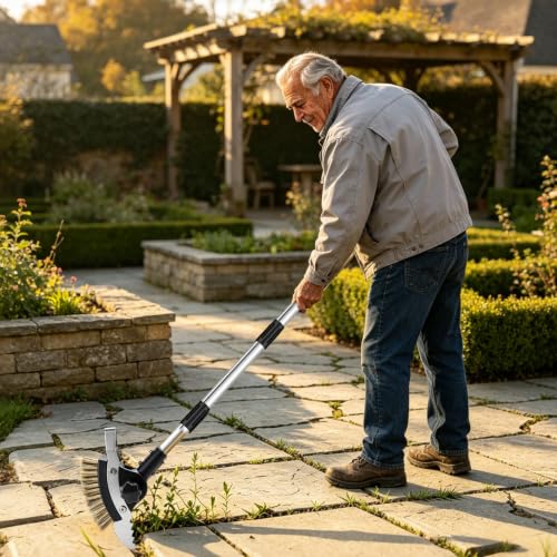 Crack Weeder Tool，3-in-1 Crevice Cleaning Tool with Adjustable Long Handle