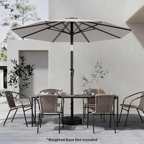 AreShark 9FT Outdoor Patio Umbrella with Tilt and Crank, Light Gray - color: Light Gray, size: 9ft