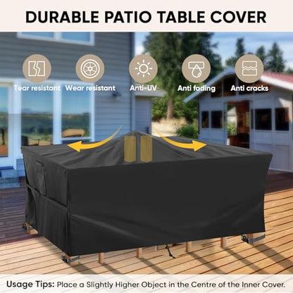 BALEINE Patio Furniture Covers Waterproof, Heavy Duty Outdoor Table Cover - color: Black, size: 78"L×62"W×28"H